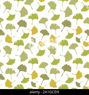 Le Ginkgo biloba transparente nappe motif. Silhouette de feuilles de ginkgo avec veinules blanches. Vector illustration isolé. La conception de la nature. Illustration de Vecteur