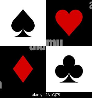 Combinaisons poker carte. Jeu de combinaisons de cartes isolé sur fond blanc. Illustration de Vecteur