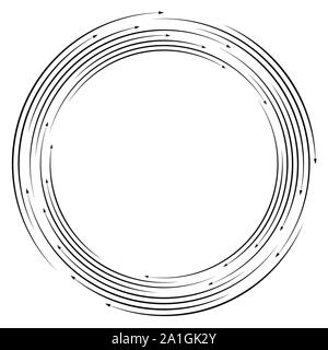 La rotation, tournent, concept torsion flèche circulaire illustration. radial, irradiant, spirale tourbillon, tournoiement de pointeurs. design pratique, recyclage, reprise Illustration de Vecteur