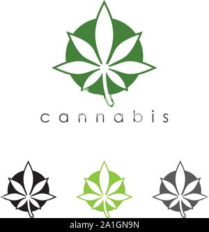 Feuille de Cannabis dessins de logos Inspiration isolé sur fond blanc, l'érable logo cannabis marijuana, vecteur icône modèle de conception de logo feuille Illustration de Vecteur