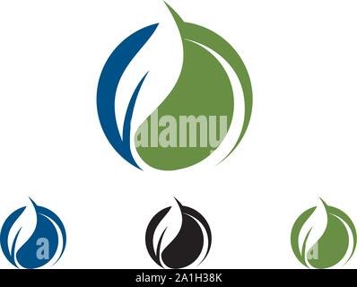 L'Énergie de l'énergie verte, l'élément de conception de logo Logo Feuille Feuilles Thunder, icône vecteur, creative feuille verte, modèle logo icône Eco vert feuille Illustration de Vecteur