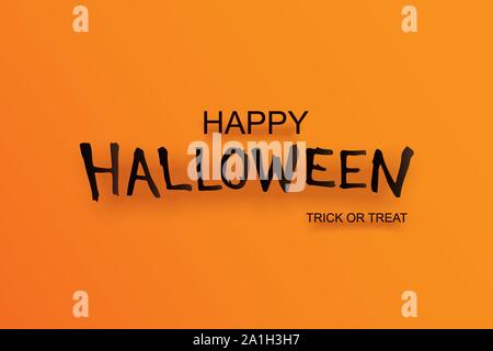 Halloween party invitation avec texte sur fond orange. Carte de voeux Design art papier modèle. Utilisez pour flyer, banderole, affiche, vector illustration Illustration de Vecteur