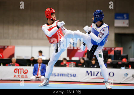 Makuhari Messe, Chiba, Japon. 27 Sep, 2019. Jin Tomura (JPN), le 27 septembre 2019 - READY STEADY : Taekwondo Taekwondo TOKYO - Men's Gyeorugi -58kg au Makuhari Messe, Chiba, Japon. Credit : Naoki Morita/AFLO SPORT/Alamy Live News Banque D'Images