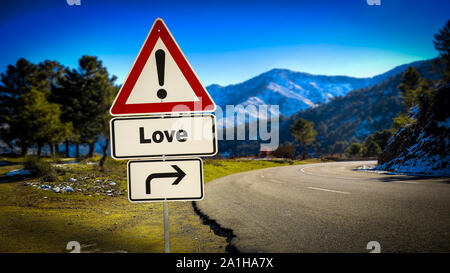 Plaque de Rue le sens moyen de l'amour Banque D'Images