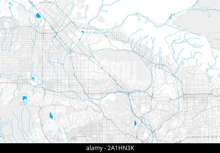 Carte de la zone riche vecteur détaillées de Burbank, Californie, USA. Modèle de carte pour la décoration. Illustration de Vecteur