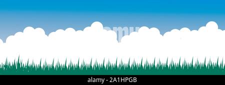 Paysage d'été - Ciel bleu et vert de l'herbe. vector illustration illustration isolé. Illustration de Vecteur