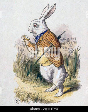 Lapin blanc d'Alice's Adventures de Wonderland dessiné par John Tenniel Banque D'Images