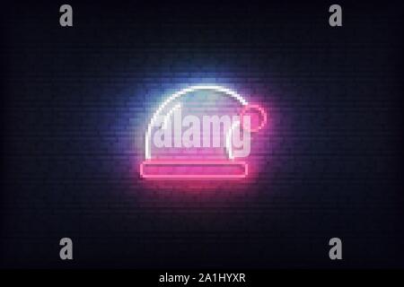 Santa Hat icône néon. Maison de vacances hiver noël lumineux se déconnecter icône Illustration de Vecteur