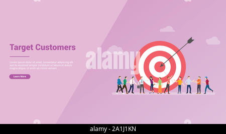 Cibler les clients avec des gens et des objectifs pour la dart ou modèle de site web banner landing page d'accueil - vector illustration Banque D'Images