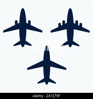 Icônes des avions en vue de dessus vector illustration set Illustration de Vecteur