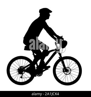 Silhouette cycliste isolé sur fond blanc vector Illustration de Vecteur