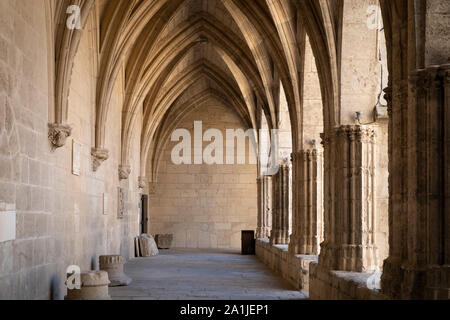 Au cloître de la cathédrale Saint-Nazaire de Béziers et Saint Celse. Monument gothique construit sur le site du massacre par la croisade des Albigeois Banque D'Images