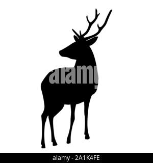 Silhouette noire de deer isolé sur fond blanc vector Illustration de Vecteur