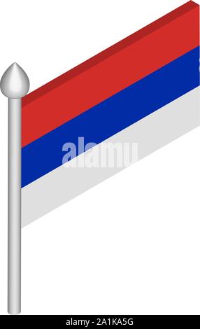 Illustration isométrique avec mât de drapeau de la Republika Srpska Illustration de Vecteur