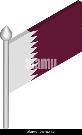 Illustration isométrique avec mât de drapeau Qatar Illustration de Vecteur