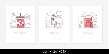 La vie de bureau - ligne style design icons set Illustration de Vecteur