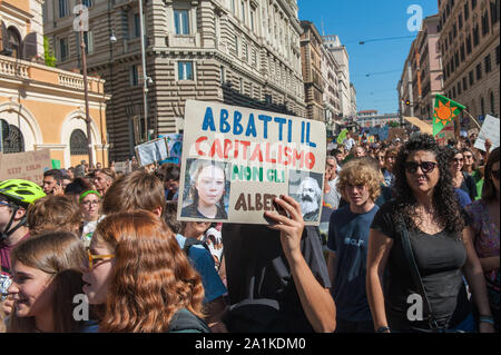 Roma, 27/09/2019 : Changements climatiques global strike, vendredi pour l'avenir. Banque D'Images