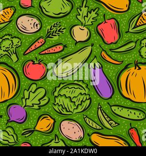 Motif de légumes. Alimentation saine fond sans couture. Illustration vectorielle Illustration de Vecteur