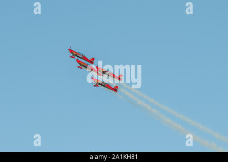 Athènes, Grèce, le 21 septembre 2019 : The Royal Jordanian Falcons d'avions de voltige de la scène sur l'air pendant le vol d'Athènes 2019 à Tanagra une semaine Banque D'Images