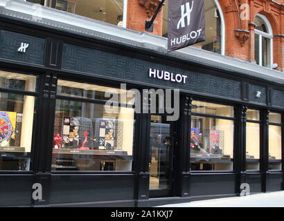 Le 26 septembre 2019, Londres, Royaume-Uni : Hublot store dans la Mode et bijoux de luxe shopping sur New Bond Street à Londres. (Crédit Image : © Keith Mayhew/SOPA des images à l'aide de Zuma sur le fil) Banque D'Images