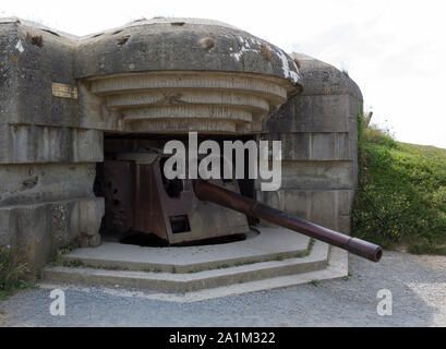 Longues Sur Mer, France - 14 août 2018 : la seconde guerre mondiale à la batterie de défense longues sur mer Banque D'Images