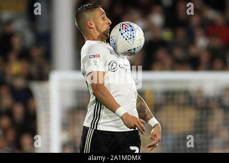 Londres, Royaume-Uni. 27 Sep, 2019. Anthony Knockaert de Fulham en action. Match de championnat Skybet EFL, Fulham v Wigan Athletic à Craven Cottage, à Londres, le vendredi 27 septembre 2019. Cette image ne peut être utilisé qu'à des fins rédactionnelles. Usage éditorial uniquement, licence requise pour un usage commercial. Aucune utilisation de pari, de jeux ou d'un seul club/ligue/dvd publications pic par Steffan Bowen/Andrew Orchard la photographie de sport/Alamy live news Crédit : Andrew Orchard la photographie de sport/Alamy Live News Banque D'Images