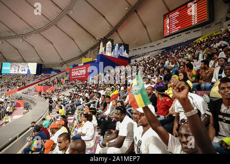 Doha, Qatar. 27 Sep, 2019. L'athlétisme, Championnats du monde, Championnats du monde à Khalifa International Stadium : Qualification : Bonne participation est spectateur. Crédit : Michael Kappeler/dpa/Alamy Live News Banque D'Images