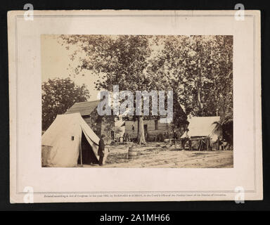 Ancien cadre chambre le Fair Oaks de bataille, transpercé par des centaines de balles, et utilisé comme un hôpital par Hooker's Division Banque D'Images