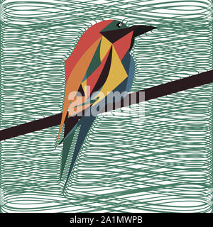 Oiseaux Cute cartoon vector illustration. Zoo sauvage icône animale. Oiseau adorable isolé sur blanc. La faune forestière caractère enfantin. Design plat simple elem Banque D'Images