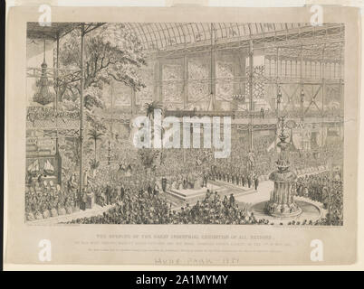 Ouverture de la grande exposition industrielle de toutes les nations, par sa très gracieuse majesté la Reine Victoria et son Altesse Royale le Prince Albert, le 1er mai, 1851 / prises sur place par George Cruikshank. Banque D'Images