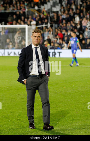 Londres, Royaume-Uni. 27 Sep, 2019. Gestionnaire de Fulham, Scott Parker lors de l'EFL Sky Bet Championship match entre Fulham et Wigan Athletic à Craven Cottage, Londres, Angleterre le 27 septembre 2019. Photo par Carlton Myrie. Usage éditorial uniquement, licence requise pour un usage commercial. Aucune utilisation de pari, de jeux ou d'un seul club/ligue/dvd publications. Credit : UK Sports Photos Ltd/Alamy Live News Banque D'Images