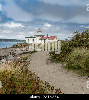 Le phare de West Point, Discovery Park, Seattle Washington Banque D'Images