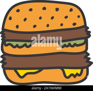 Burger concept illustration cartoon style plat Illustration de Vecteur