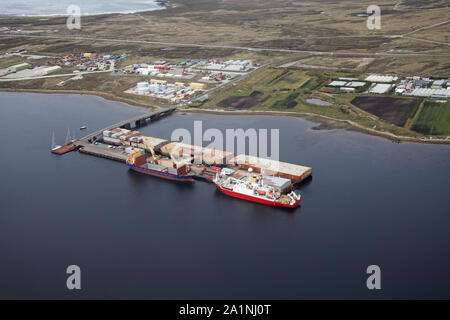 Vue aérienne de Port Stanley East Falkland Falkland Islands Banque D'Images