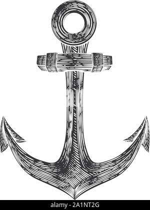 L'ancre de bateau ou navire Dessin Tatouage Illustration de Vecteur