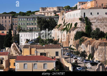 Cagliari, Italie, paysage urbain de Cagliari vu de Bastione di Saint Remy Banque D'Images