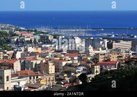 Cagliari, Italie, paysage urbain de Cagliari vu de Bastione di Saint Remy Banque D'Images