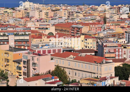 Cagliari, Italie, paysage urbain de Cagliari vu de Bastione di Saint Remy Banque D'Images