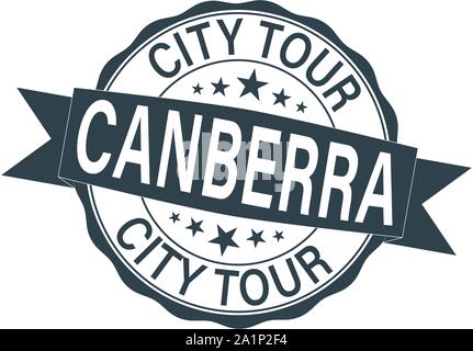 Timbres en caoutchouc avec texte tour de ville Canberra, Australie sur blanc, vector illustration Illustration de Vecteur