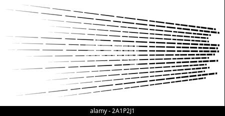3d aléatoire des lignes pointillées en perspective. motif géométrique rayures segmentés. vanish, diminuer des stries. bandes irrégulières fading Illustration de Vecteur