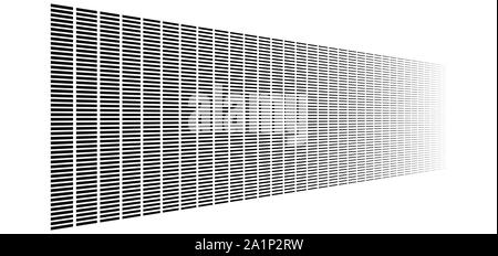 Segmentation 3d, les lignes en tirets motif géométrique. Vanish, diminuer en perspective. Rayures irrégulières Illustration de Vecteur