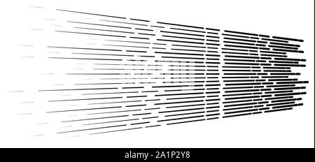 3d aléatoire des lignes pointillées en perspective. motif géométrique rayures segmentés. vanish, diminuer des stries. bandes irrégulières fading Illustration de Vecteur