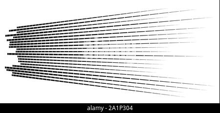 3d aléatoire des lignes pointillées en perspective. motif géométrique rayures segmentés. vanish, diminuer des stries. bandes irrégulières fading Illustration de Vecteur