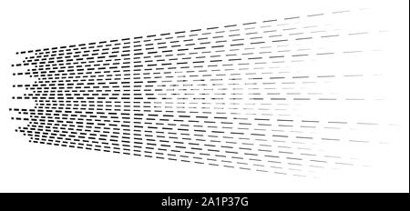 3d aléatoire des lignes pointillées en perspective. motif géométrique rayures segmentés. vanish, diminuer des stries. bandes irrégulières fading Illustration de Vecteur