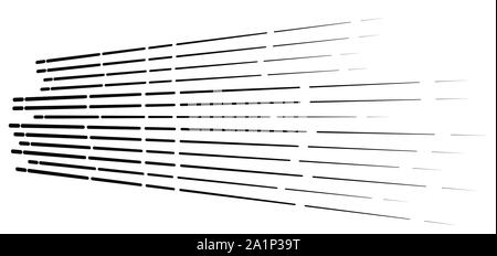3d aléatoire des lignes pointillées en perspective. motif géométrique rayures segmentés. vanish, diminuer des stries. bandes irrégulières fading Illustration de Vecteur