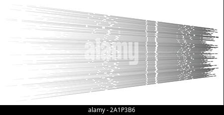 3d aléatoire des lignes pointillées en perspective. motif géométrique rayures segmentés. vanish, diminuer des stries. bandes irrégulières fading Illustration de Vecteur