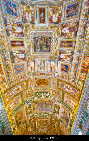 Galerie des Cartes géographiques, les Musées du Vatican, Vatican, Rome, Italie, Europe Banque D'Images