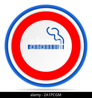 Cigarette icône ronde, rouge, bleu et blanc illustration design français pour le web, internet et les applications mobiles Banque D'Images