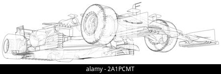 Voiture de course. Wire-frame. Format EPS10. Le rendu 3D de vecteur Illustration de Vecteur