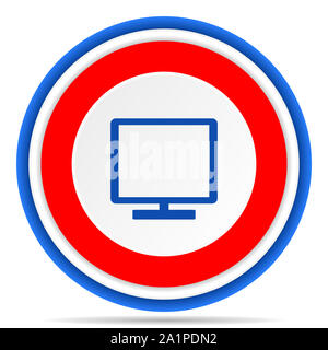 Plat icône ronde, rouge, bleu et blanc illustration design français pour le web, internet et les applications mobiles Banque D'Images